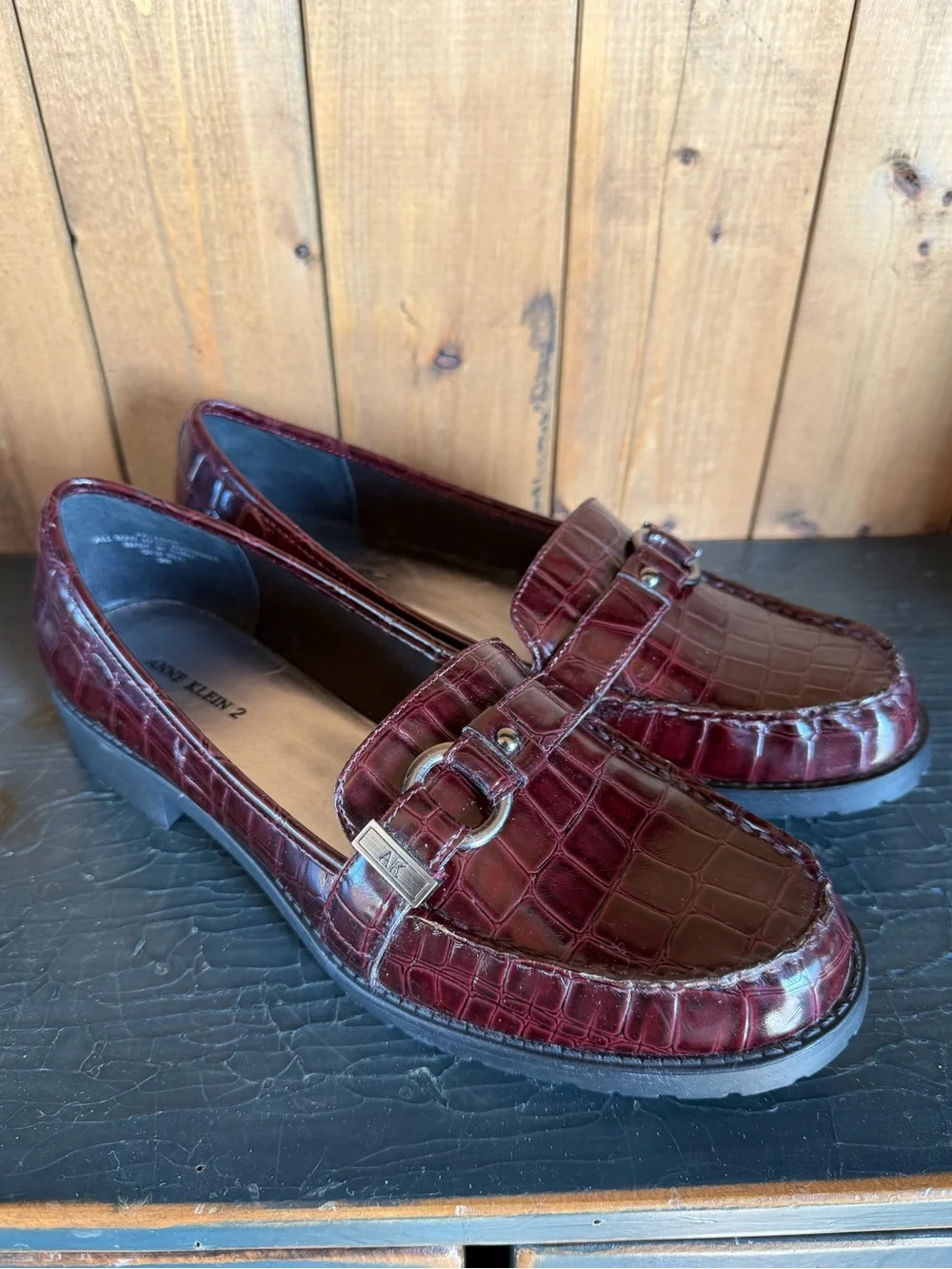 Anne Klein 2 iFlex Aklange Slip-on Loafer Burgundy Brown 9